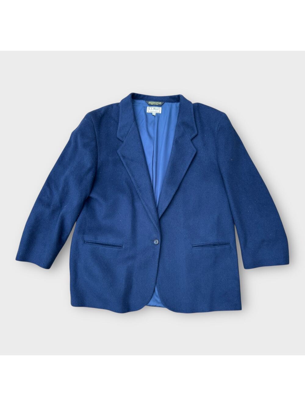 Vintage L.L. Bean Wool Blazer Navy Blue Women's sz 20P Single Button Preppy Chic
